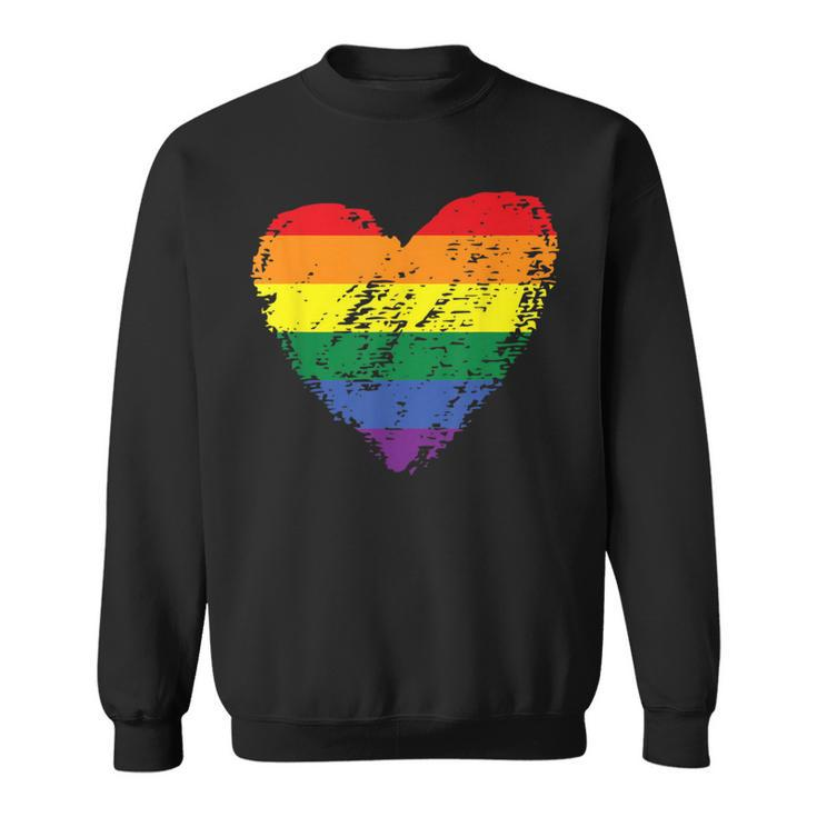 Rainbow Flag Colored Heart Lgbtq Lesbian Gay Pride Vintage Sweatshirt