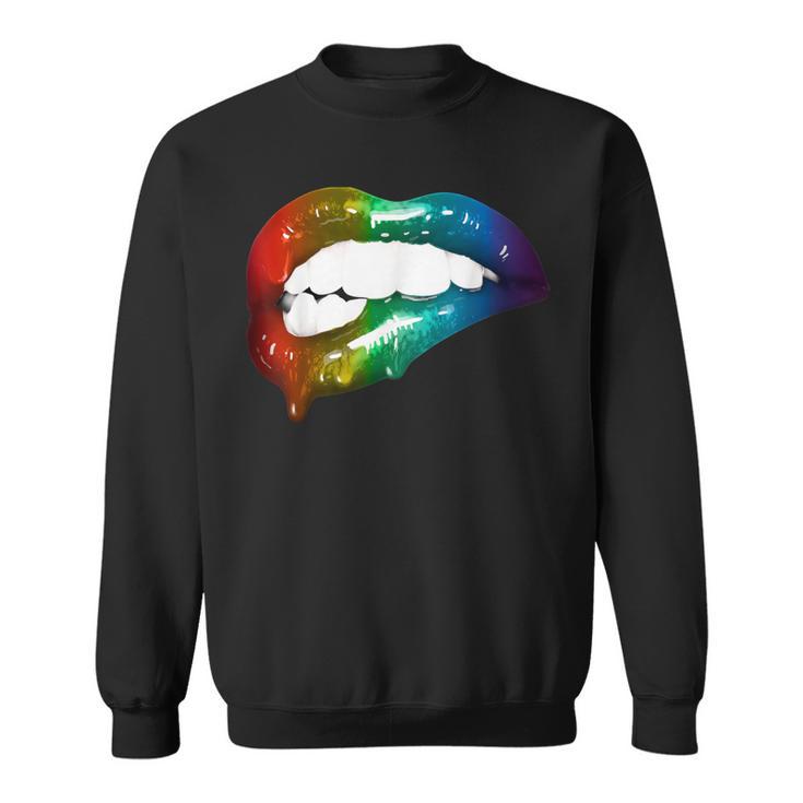 Rainbow Lips Cute Artful Make-Up Addicts Sweatshirt