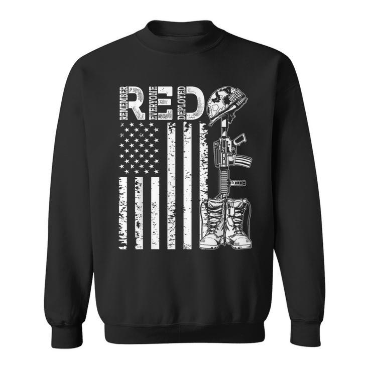 Red Friday Military Support Our Troops Soldier Us Flag Retro Sweatshirt