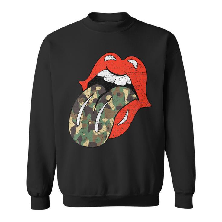 Red Lips Camouflage Tongue Vintage Trendy Animal Print Sweatshirt