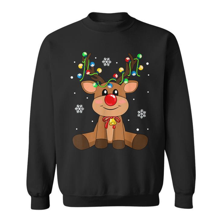 Red Nose Rudolph Reindeer Costumes Christmas Family Matching Sweatshirt