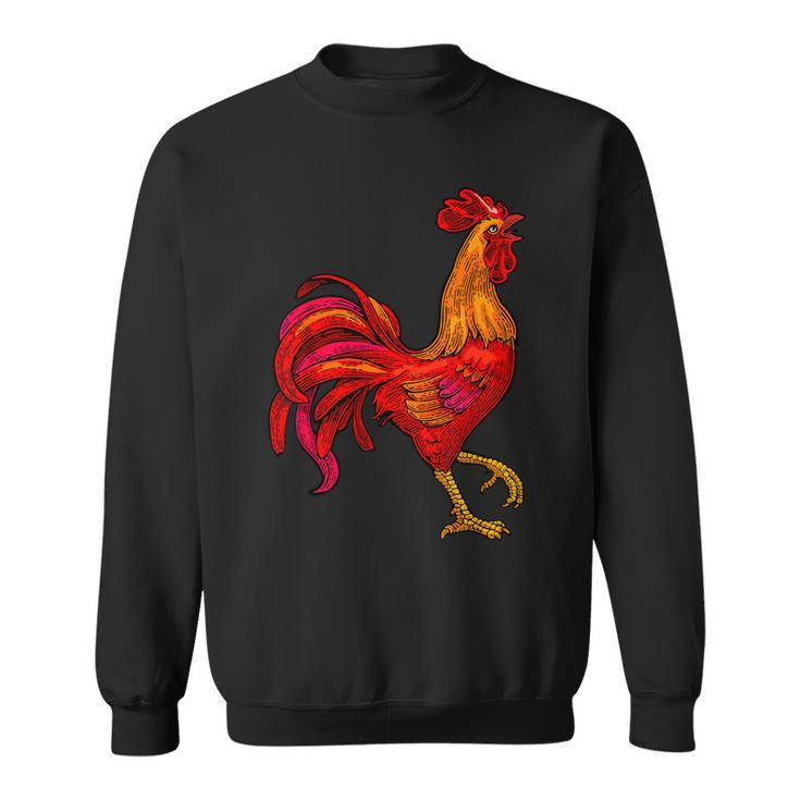 Red Rooster Vintage Retro Farmer Cock Bird Rooster Sweatshirt