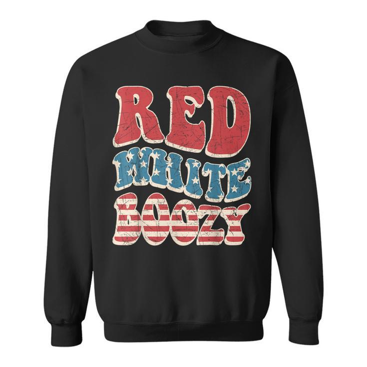 Red White & Boozy Retro Usa America Flag Happy 4Th Of July Sweatshirt
