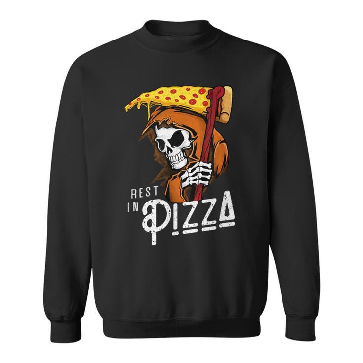 Rest In Pizza Grim Reaper With Fast Food Scythe Sweatshirt