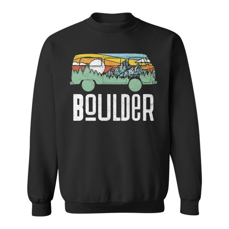 Retro Boulder Colorado Outdoor Hippie Van Graphic Sweatshirt