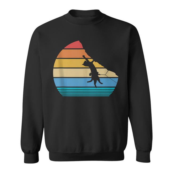 Retro Cat Climbing Meowtain Vintage Kitty Rock Climber Sweatshirt