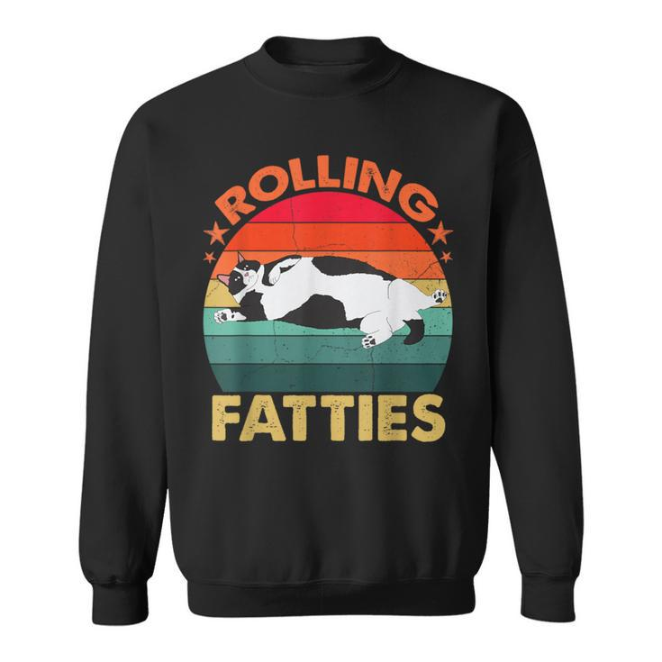 Retro Fat Kitten Cat Rolling Fatties Sweatshirt