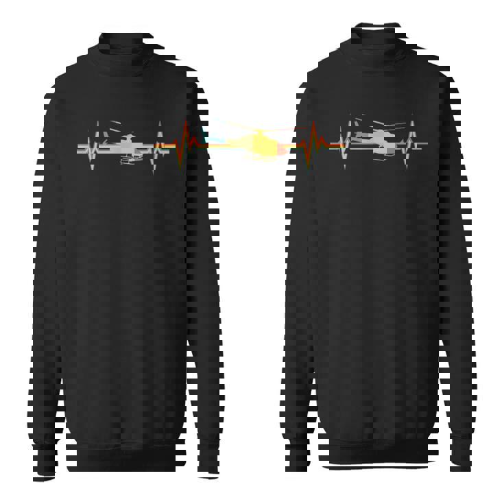 Retro Helicopter Heartbeat Aviation Pilot Helicopter Sweatshirt