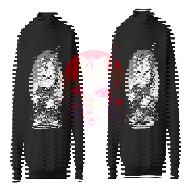 Retro Japonés Gato Samurai Tatuaje Gráfico Ninja Kawaii Camisa de entrenamiento