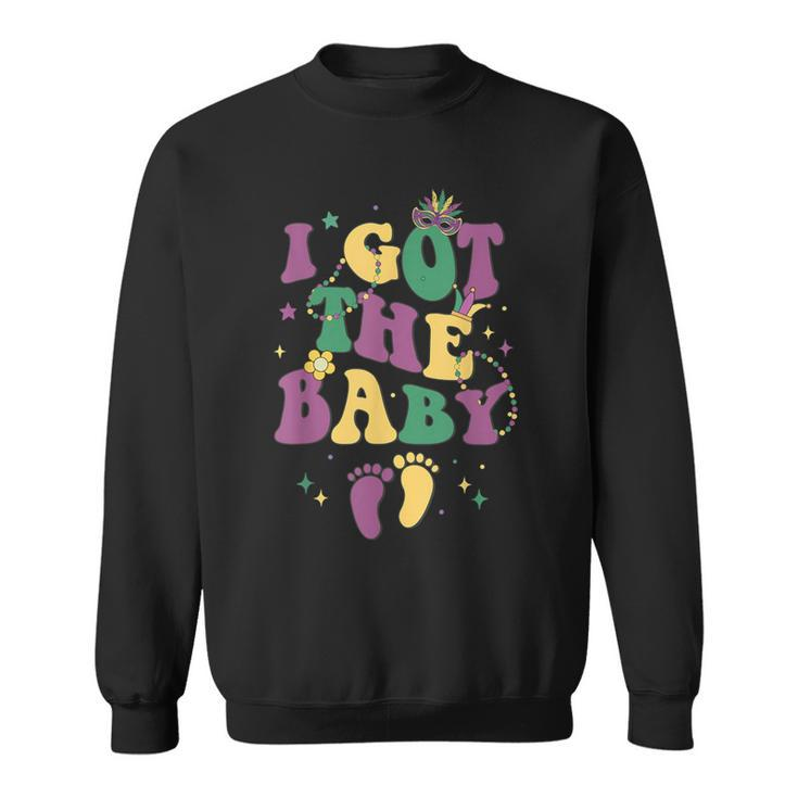 Retro Mardi Gras I Got The Baby Pregnancy Announcement Sweatshirt