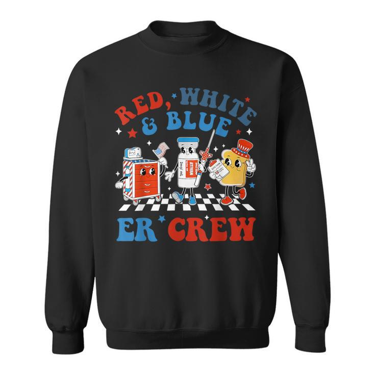 Retro Red White Blue Er Crew Emergency Room 4Th Of July Sweatshirt