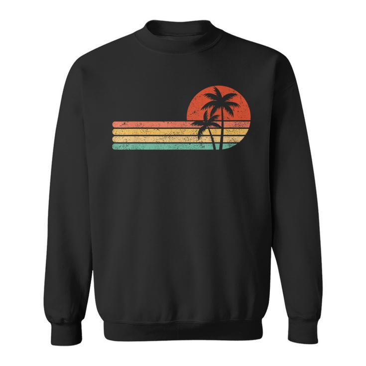 Retro Style Tropical Vintage Sunset Beach Palm Tree Sweatshirt