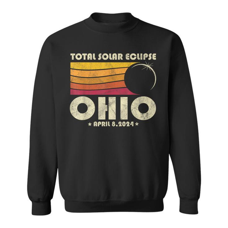 Retro Total Solar Eclipse 2024 Ohio Usa Totality Sweatshirt