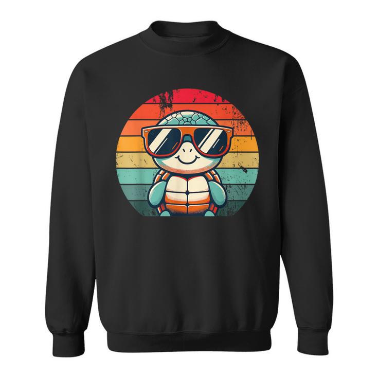 Retro Turtle In Sunglasses Bbq Pool Party Turtle Sweatshirt