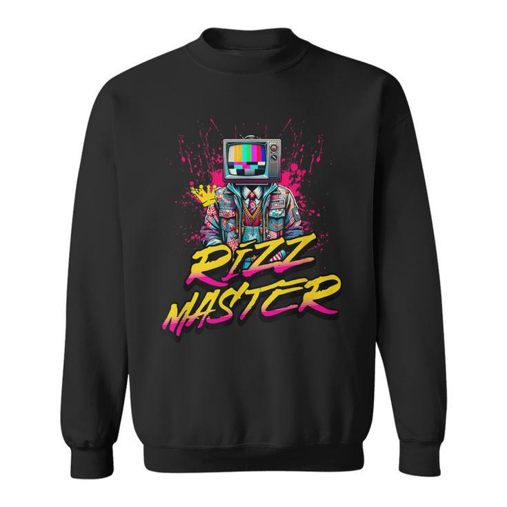 Retro Tv Head Rizz Master Vintage Cool Kid Statement Sweatshirt