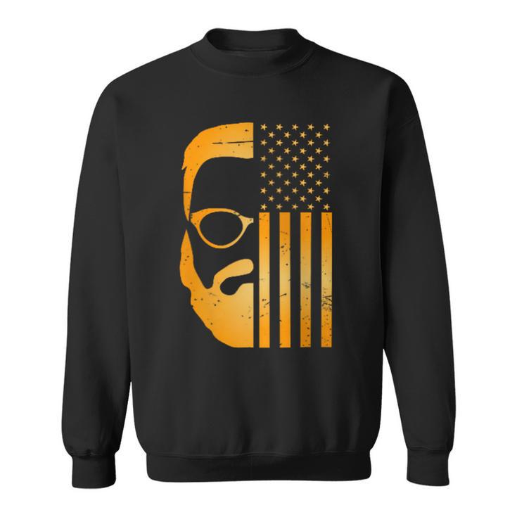 Retro Us Flagge Mit Bart Und Brille Für Papaäter Männer Kapuzenjacke Sweatshirt