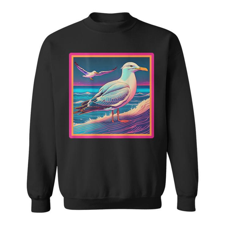 Retro Vaporwave Seagull Sweatshirt
