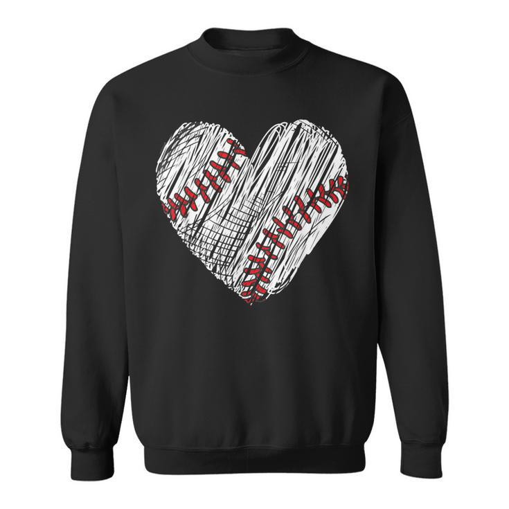 Retro Vintage Baseball Lover Heart Fans Players Distressed Sweatshirt
