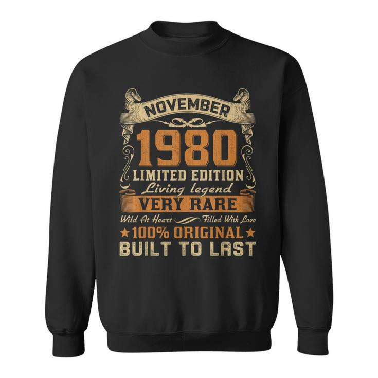 Retro Vintage November 1980 Born In November 1980 Bday Sweatshirt