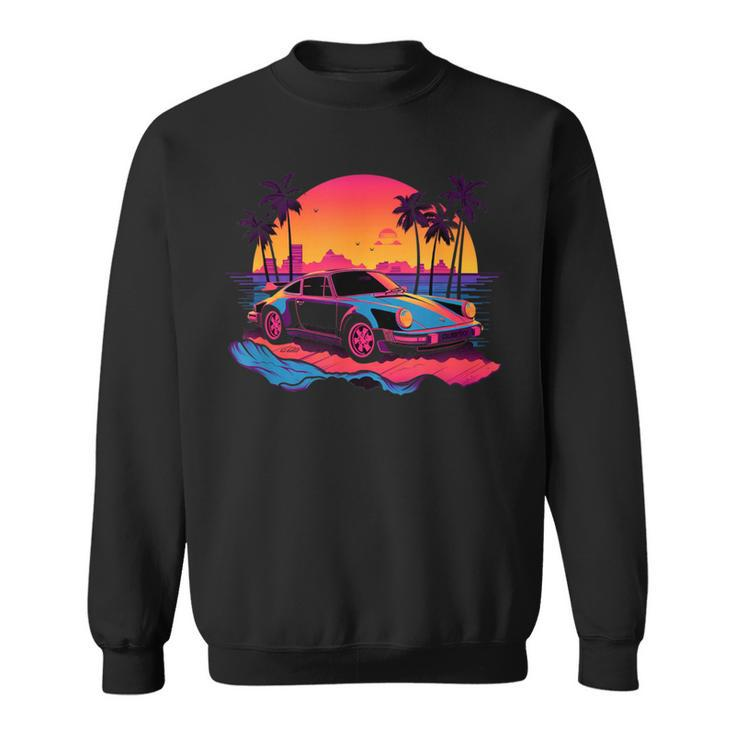 Retro Vintage Vaporwave Synthwave Sunset 80'S Car Sweatshirt