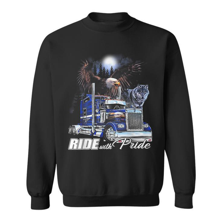 Ride With Pride Trucker Eagle Wolf Sweatshirt