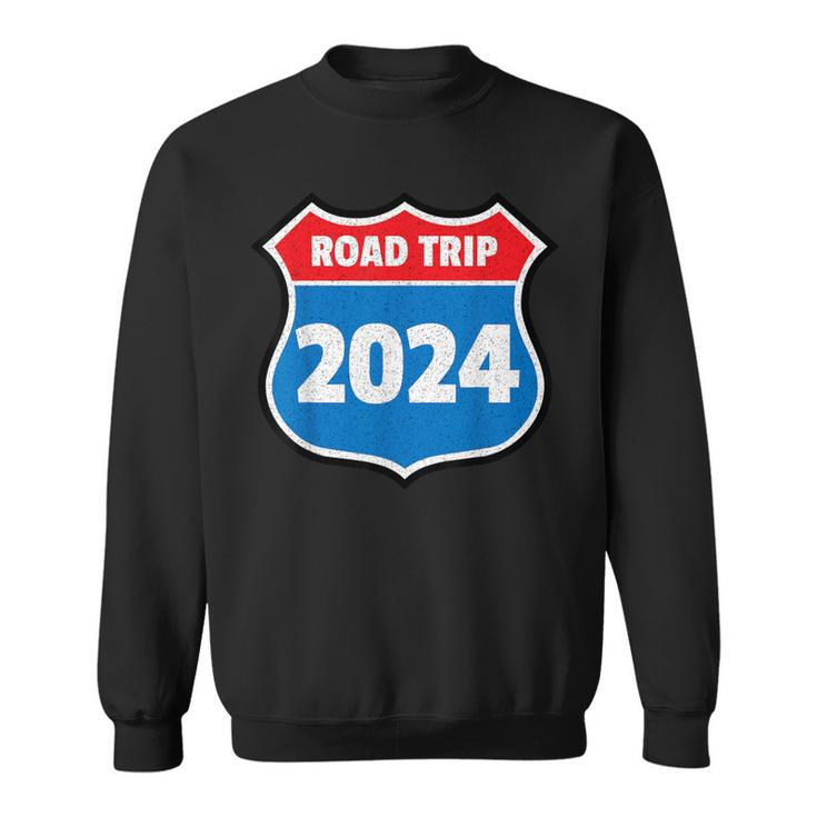 Road Trip 2024 Sign Family Group Matching Distressed Sweatshirt