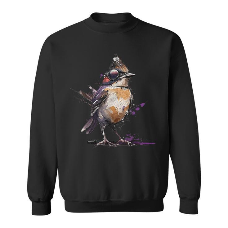 Robin Bird Birder Cool Retro Cyberpunk Spring Bird Vintage Sweatshirt