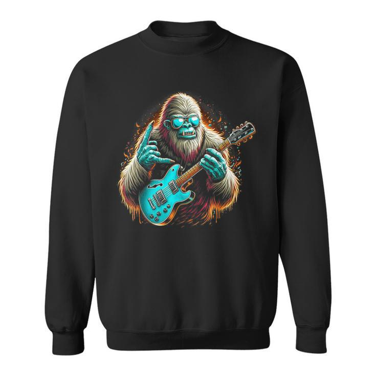 Rock On Bigfoot Playing A Electric Guitar Sasquatch Big Foot Sweatshirt