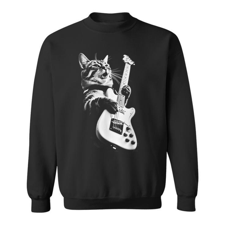 Rock Cat Playing Guitar Guitar Cat Sweatshirt