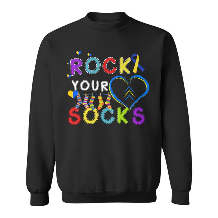 Rock Your Socks Cute 3-21 Trisomy 21 World Down Syndrome Day Sweatshirt