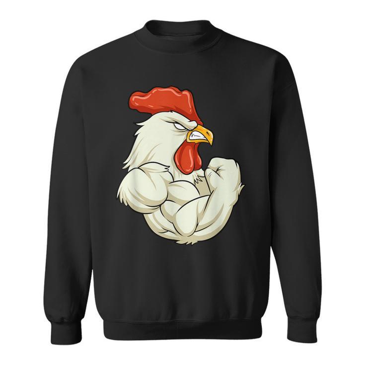 Rooster At The Gym Muscle Fitness Training Bodybuilder Sweatshirt