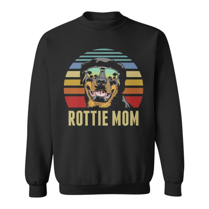 Rottie Mom Rottweiler Dog Vintage Retro Sunset Beach Vibe Sweatshirt