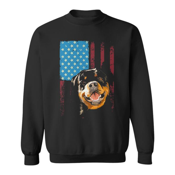 Rottweiler Usa American Flag  Patriotic Dog Rottweiler Sweatshirt