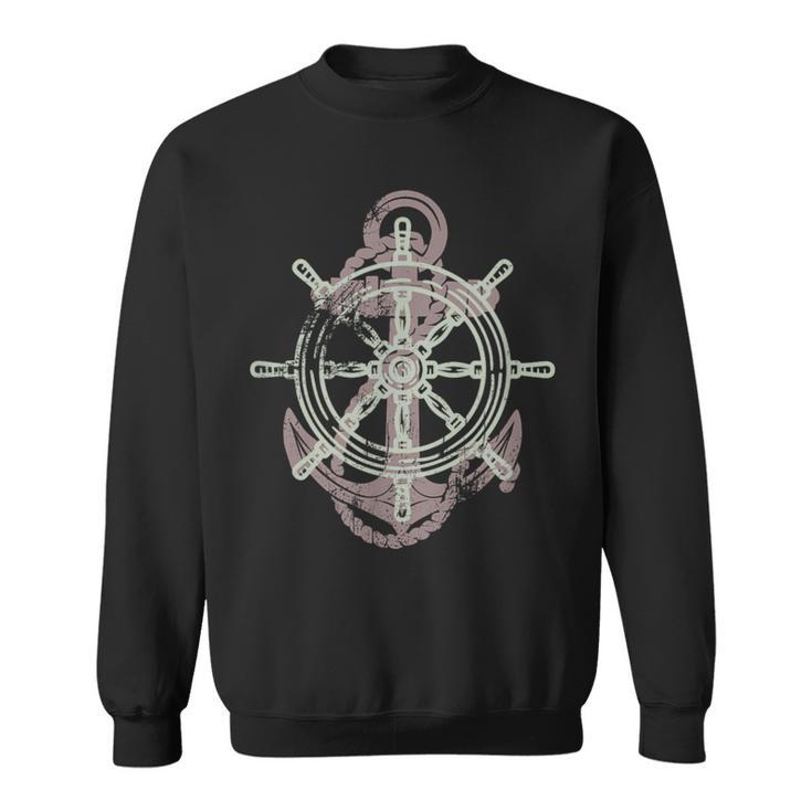 Ruder Anker Steuerrad Segeln Boot Norden Maritimes Sweatshirt