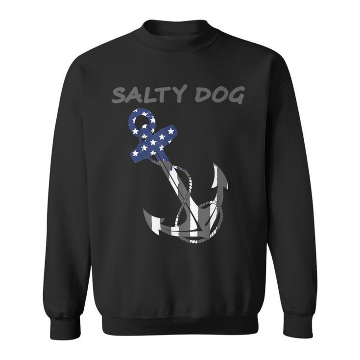 Salty Dog Blue And Grey American Flag Anchor Sweatshirt