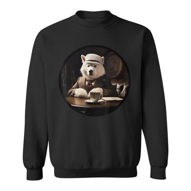 Samojede Englischer Gentleman Lustiger Hund Viktorianisch Sweatshirt