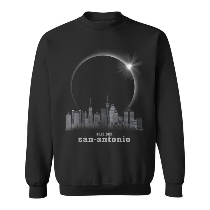 San Antonio Tx Skyline Silhouette Total Solar Eclipse 2024 Sweatshirt