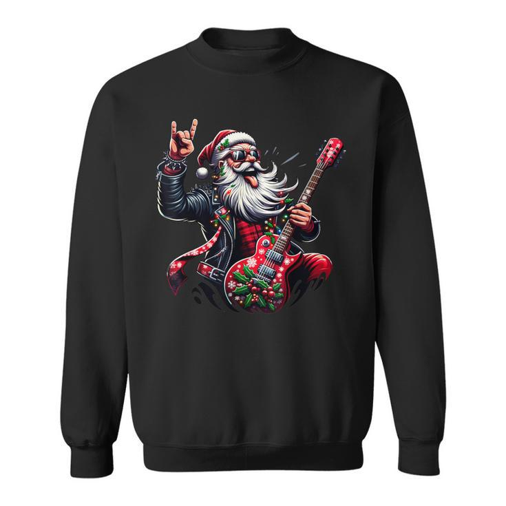 Santa Claus Guitar Player Rock & Roll Christmas Sweatshirt