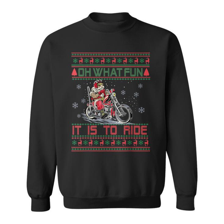 Santa Claus Riding Motorcycle Xmas Biker Present Christmas Sweatshirt