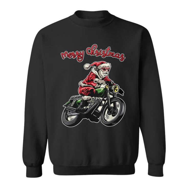 Santa Riding A Motorbike Christmas Motorcycle Christmas Sweatshirt