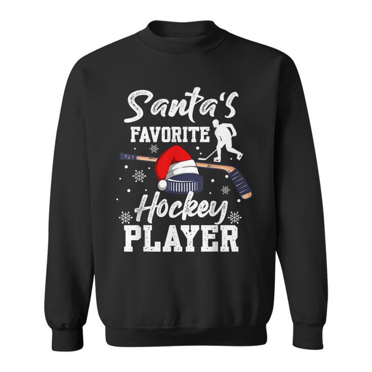 Santa's Favorite Hockey Player Christmas Pajama Hockey Xmas Sweatshirt