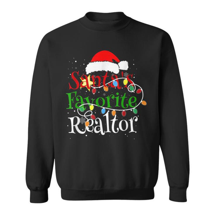 Santa's Favorite Realtor Christmas Santa Hat Lights Sweatshirt