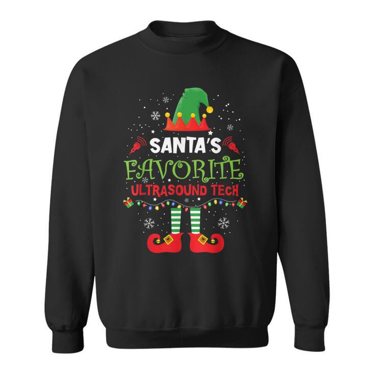 Santa's Favorite Ultrasound Tech Elf Christmas Light Sweatshirt