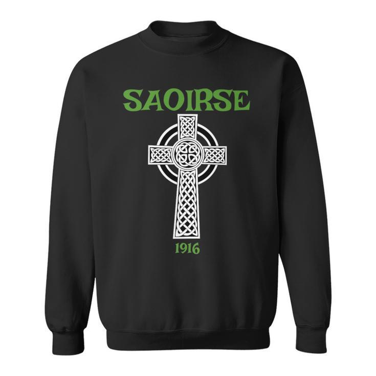 Saoirse Meaning Freedom Irish Republican With Celtic Cross Sweatshirt