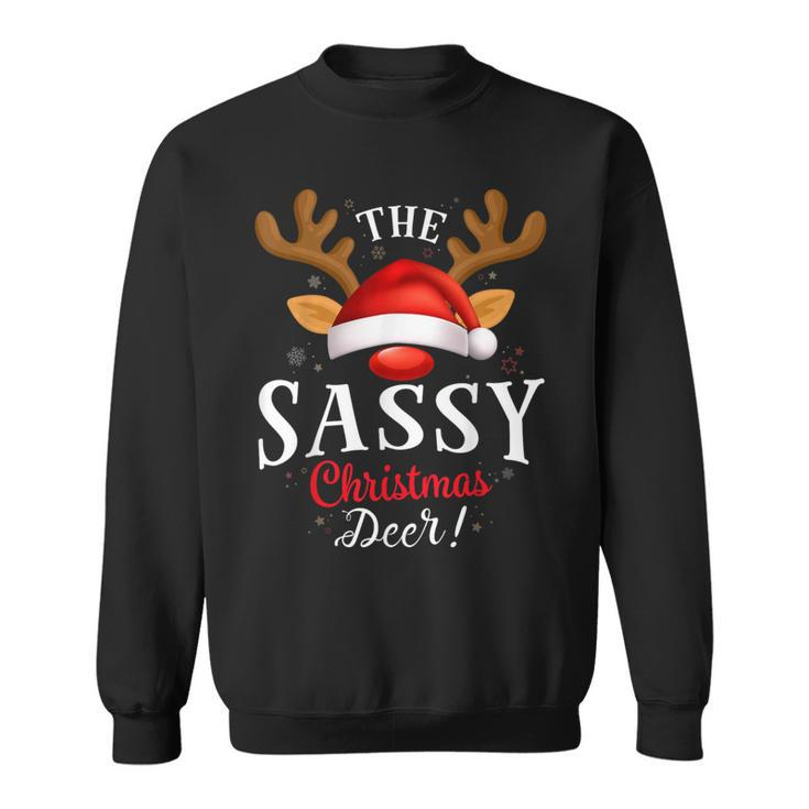 Sassy Christmas Deer Pjs Xmas Family Matching Sweatshirt