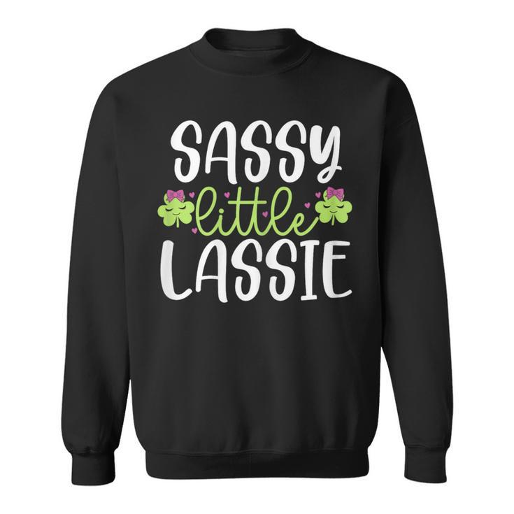 Sassy Little Lassie Girls St Patrick's Day Shamrocks Sweatshirt