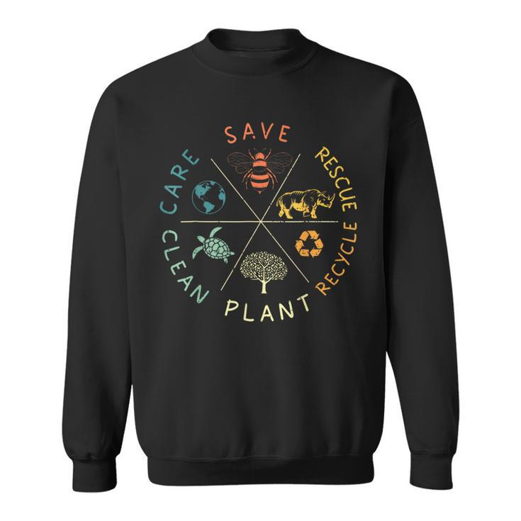 Save Bees Rescue Animals Recycle Plastic Earth Day Vintage Sweatshirt