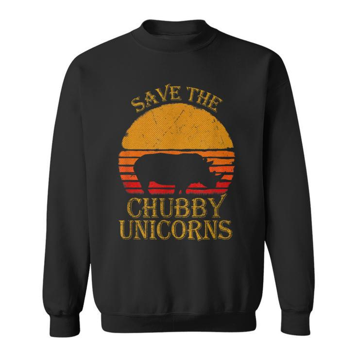 Save The Chubby Unicorns Retro Style Rhino Sweatshirt