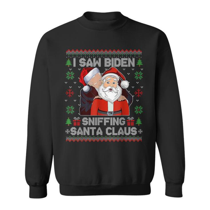 I Saw Biden Sniffing Santa Claus Biden Ugly Xmas Sweatshirt