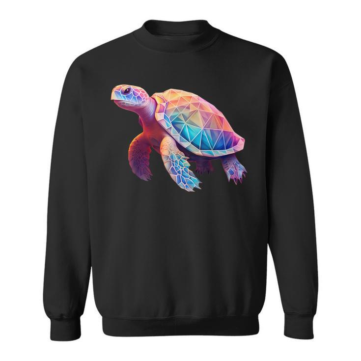 Schildkröte Bunt Polygon Pink Tiermotiv Kunst Geometrisch Sweatshirt